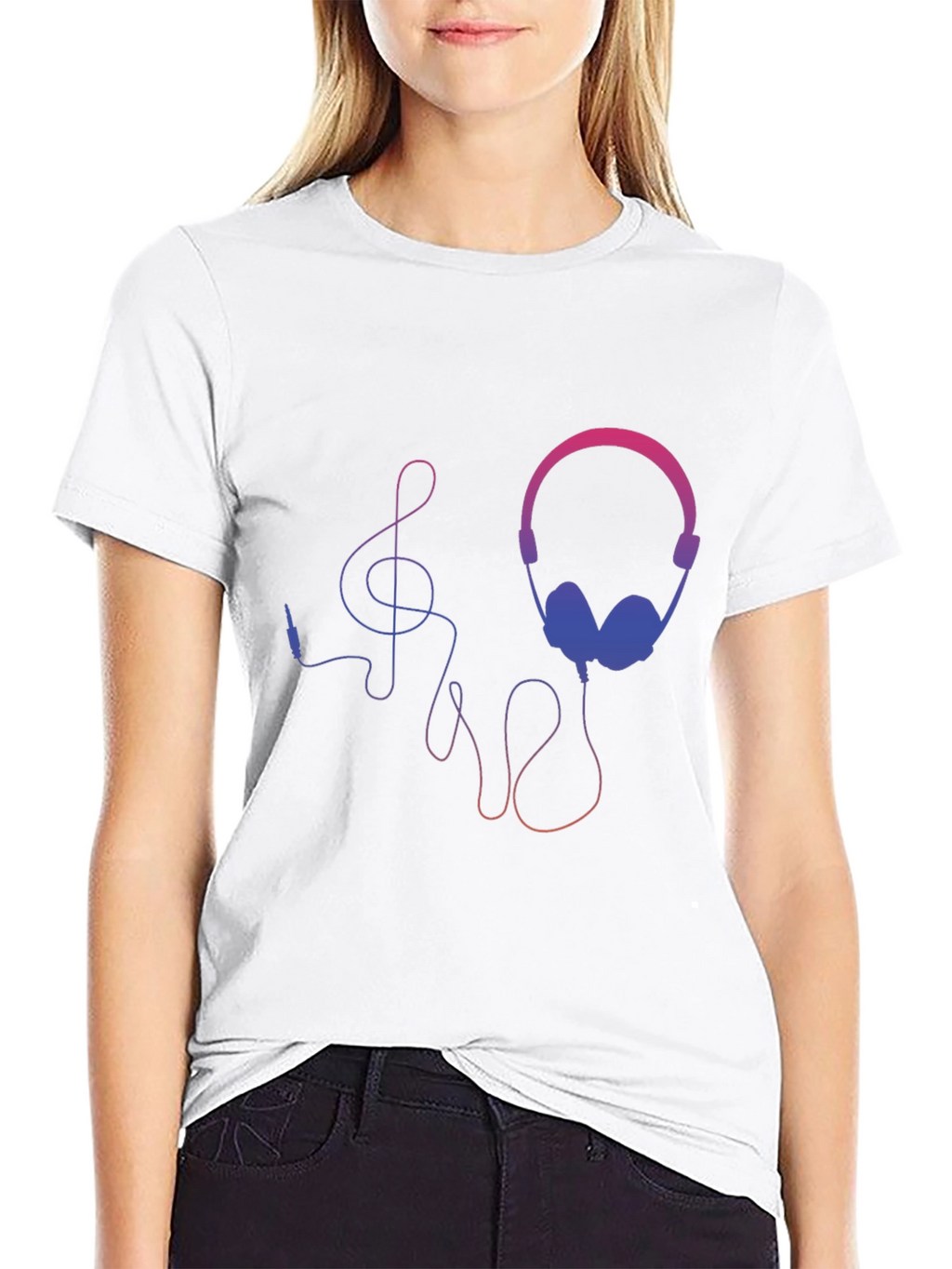 Headphones and Music Note Graphic Tee