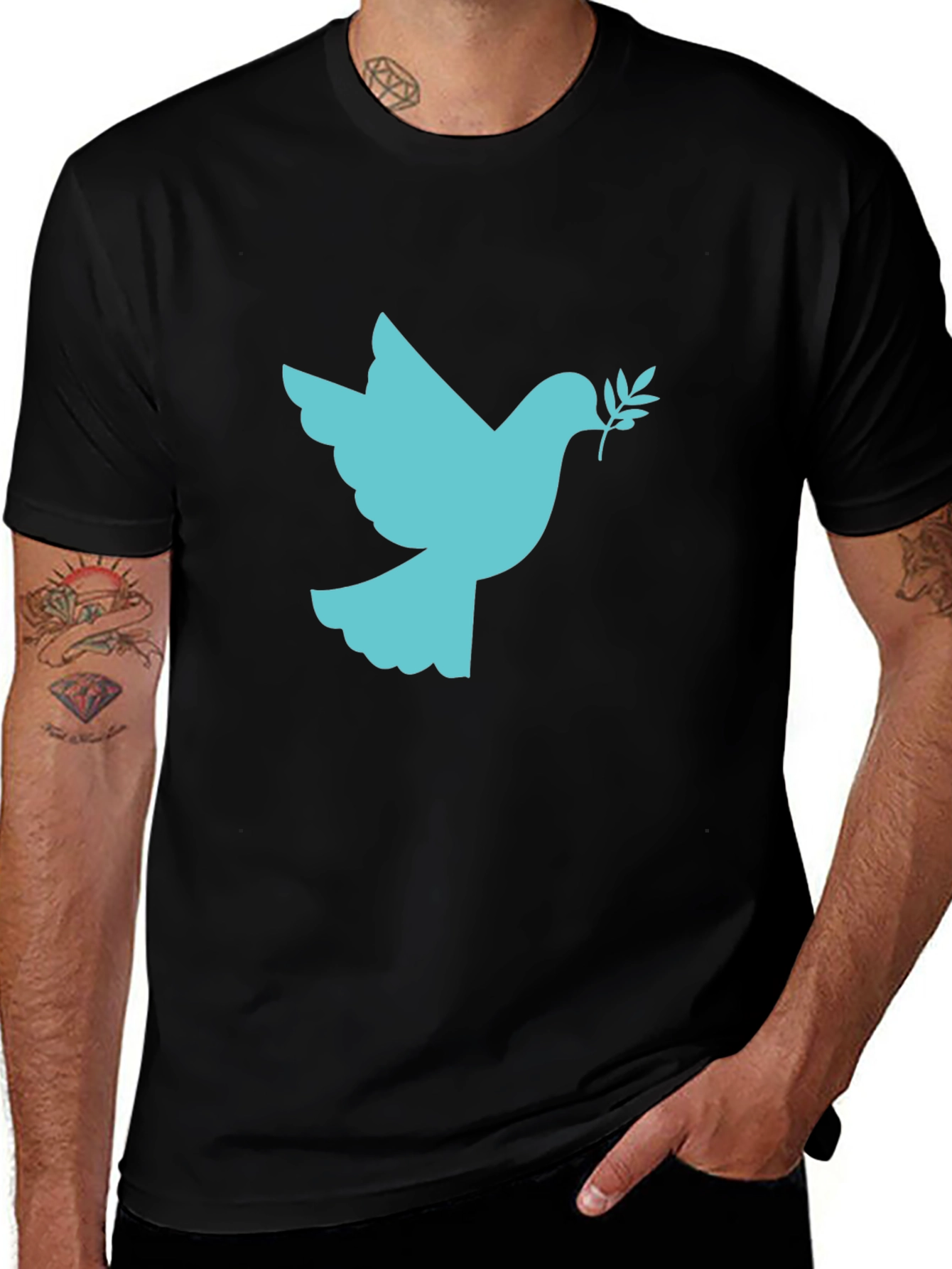 Peace Dove Graphic Black T-Shirt
