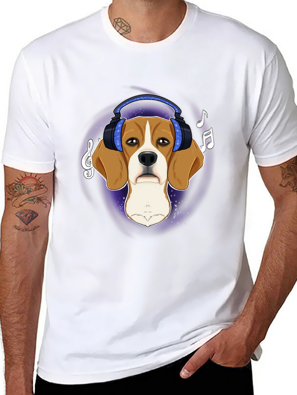 Dog with Headphones Graphic Tee