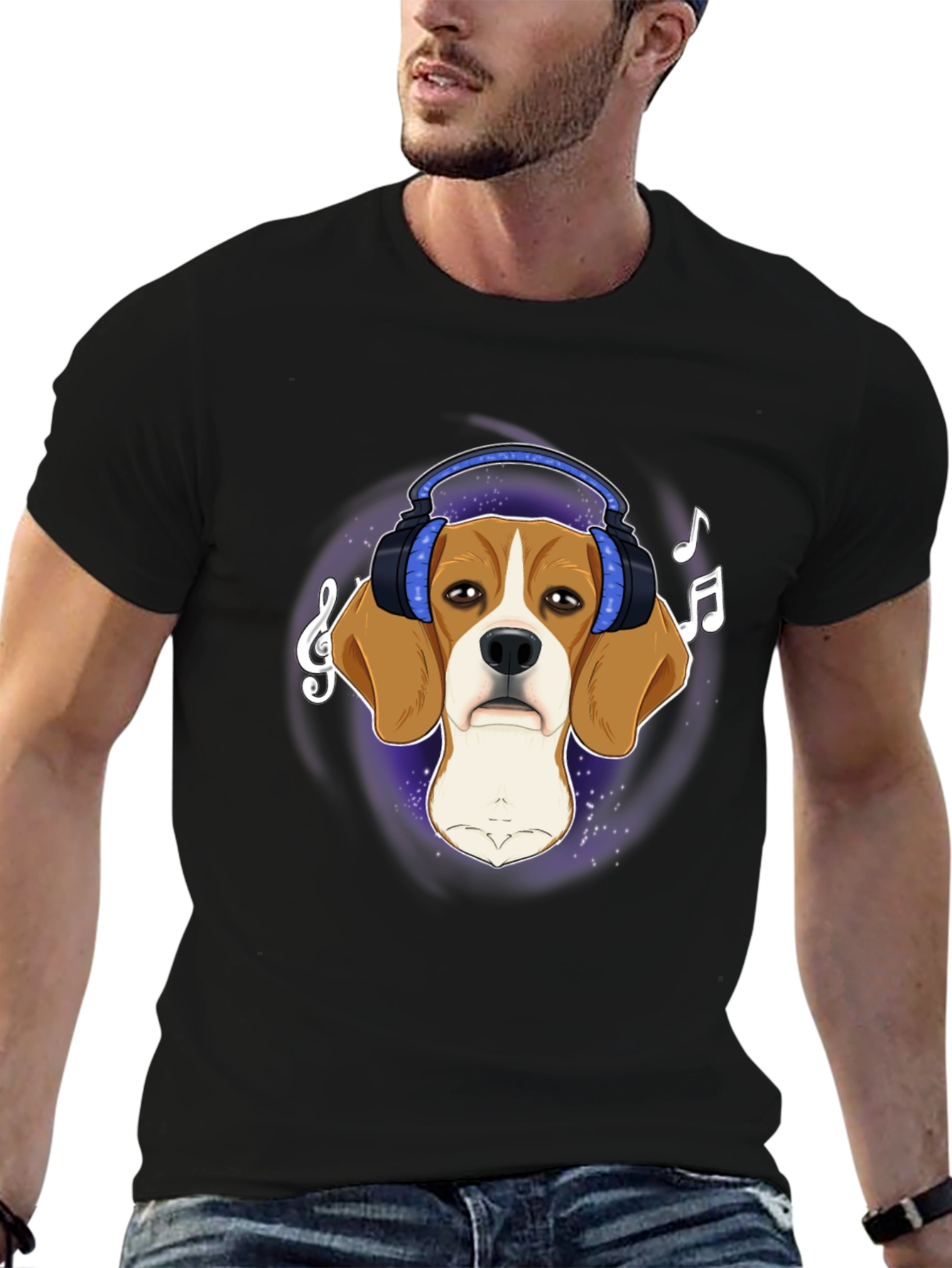 Dog with Headphones Graphic Tee