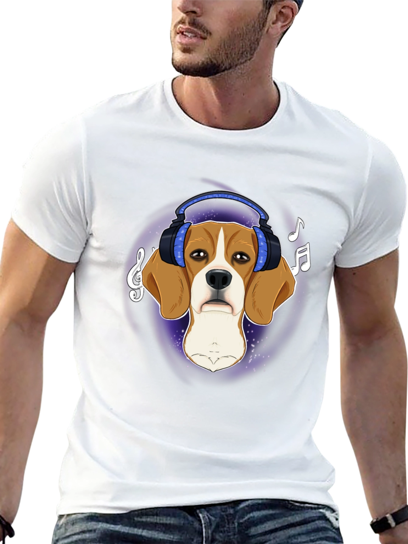Dog with Headphones Graphic Tee