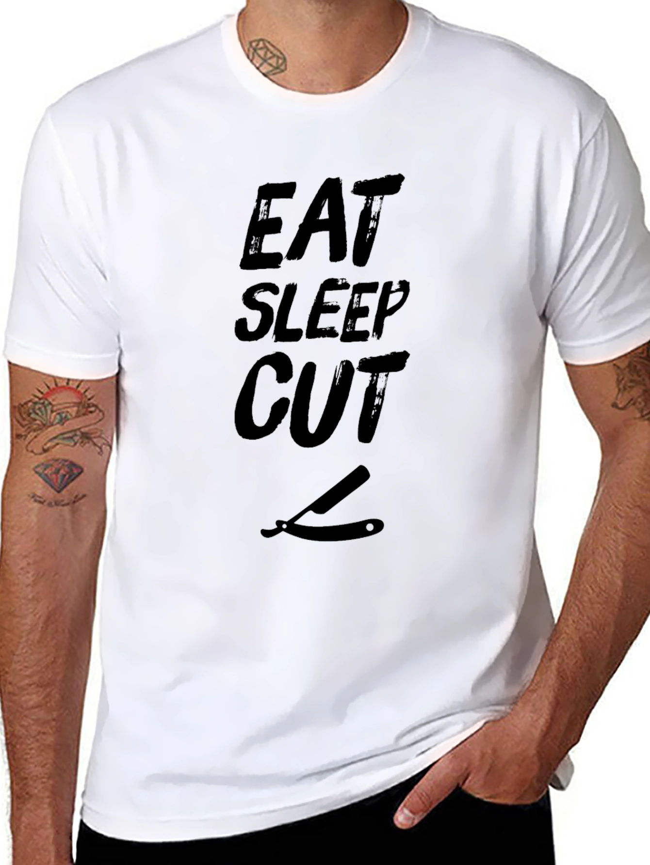 Eat Sleep Cut Barber T-Shirt - Black