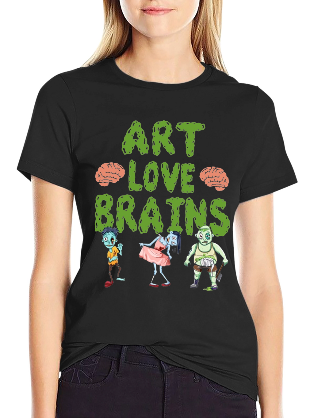 Art Love Brains Zombie Graphic T-Shirt