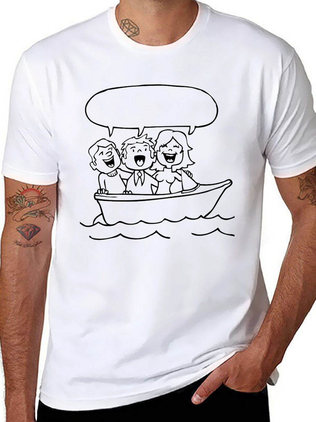 Cartoon Family Boat Trip Graphic Tee