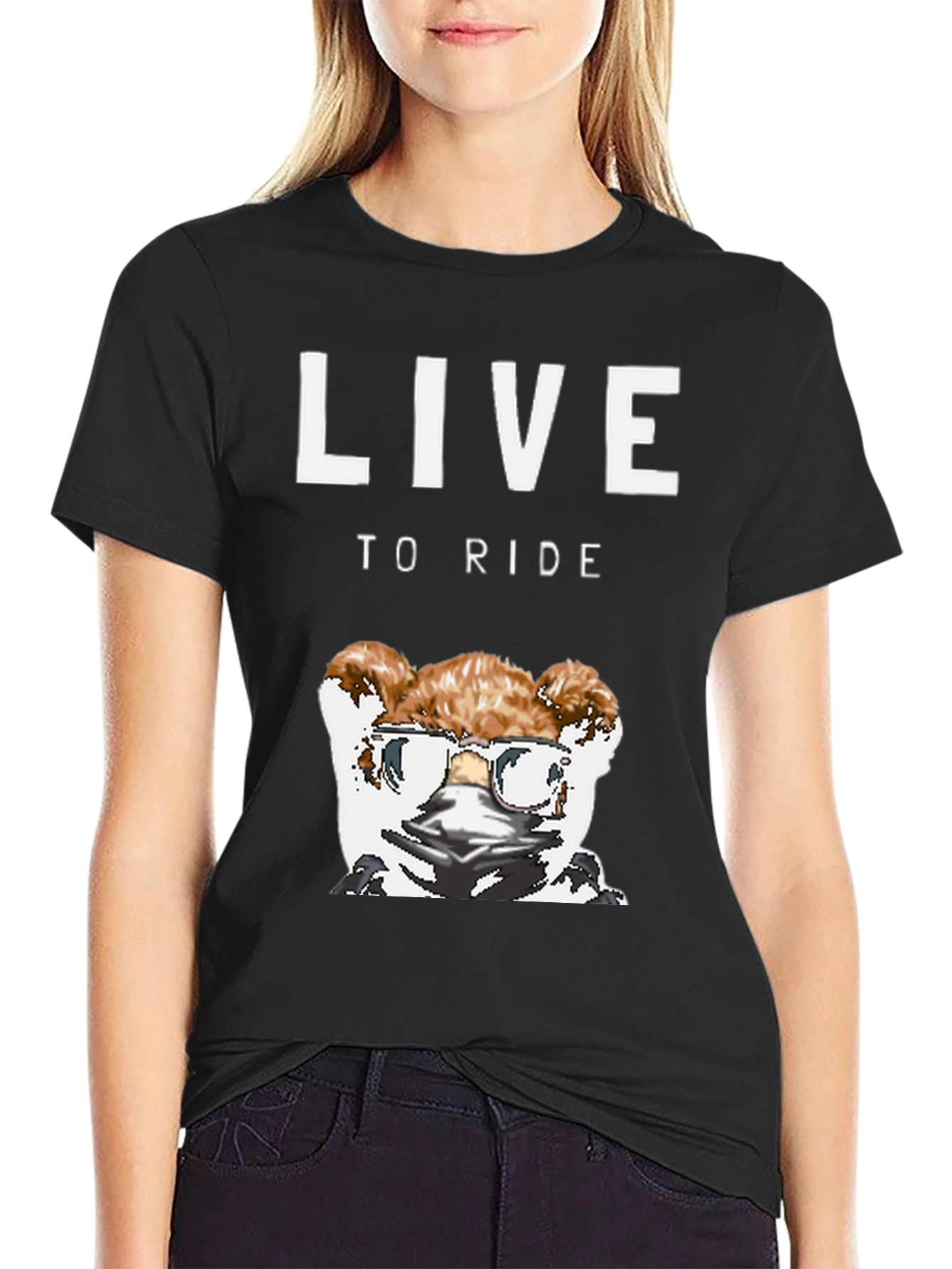 Live to Ride Dog T-Shirt - Cool Biker Pup Design