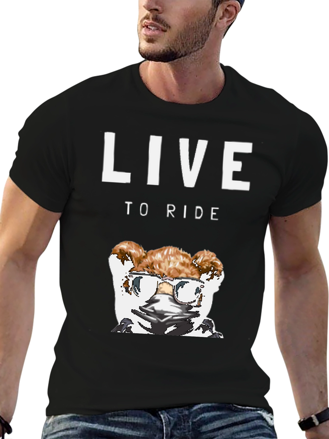 Live to Ride Dog T-Shirt - Cool Biker Pup Design