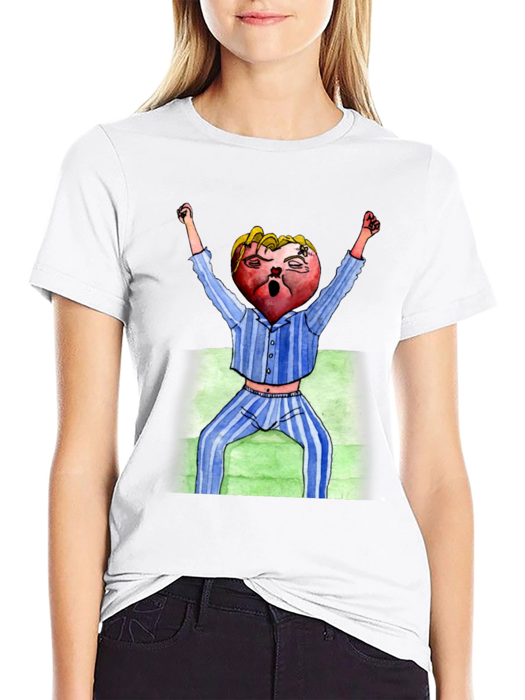 Mens Black T-Shirt with Cartoon Heart Design