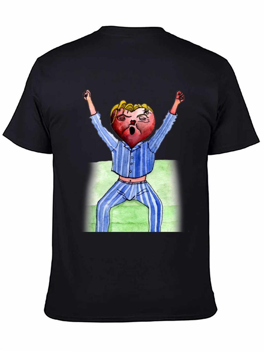 Mens Black T-Shirt with Cartoon Heart Design