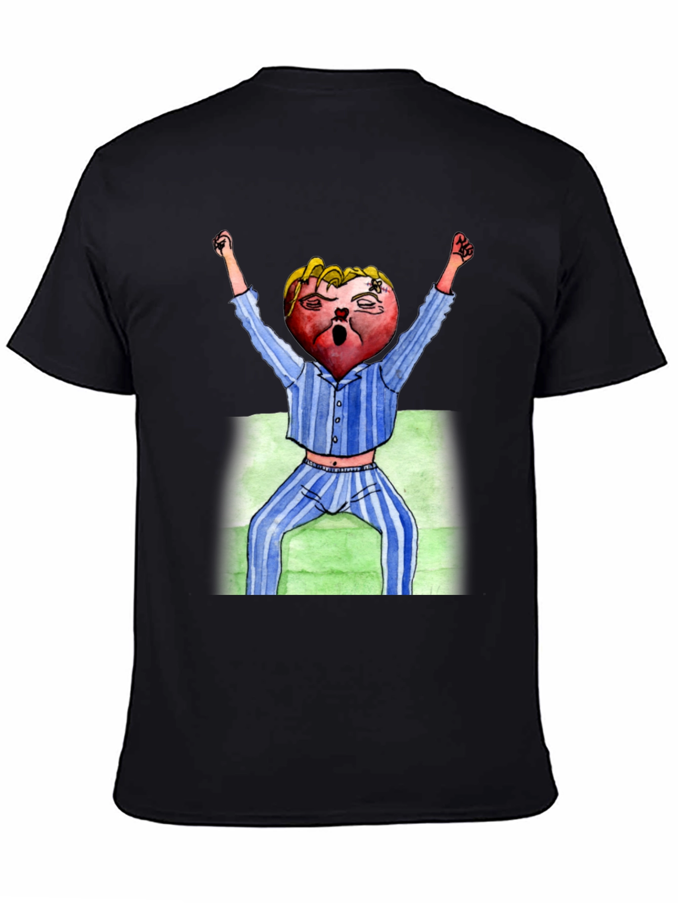 Mens Black T-Shirt with Cartoon Heart Design