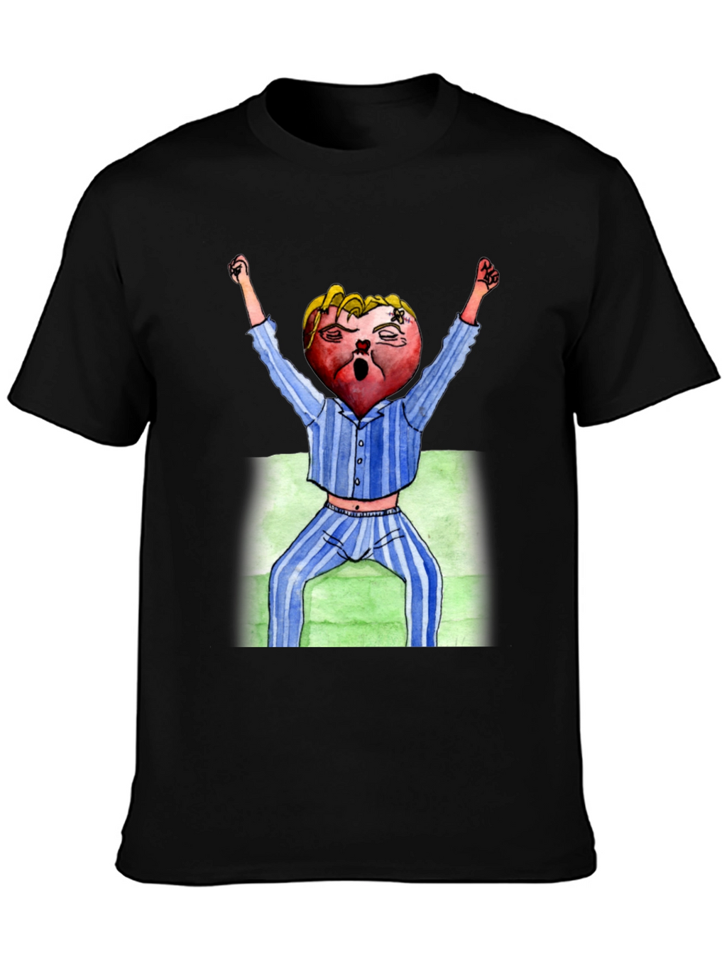 Mens Black T-Shirt with Cartoon Heart Design