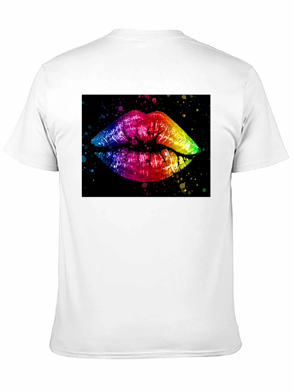 Rainbow Lips Graphic Print Black T-Shirt