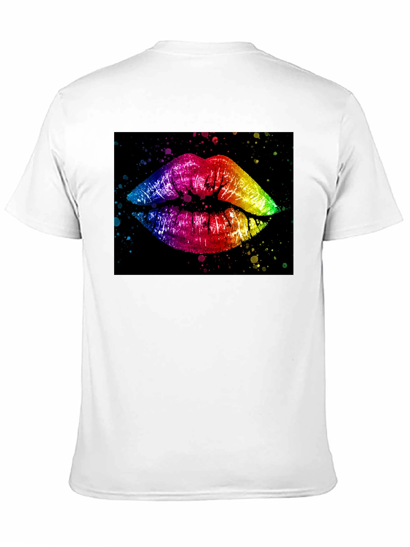 Rainbow Lips Graphic Print Black T-Shirt