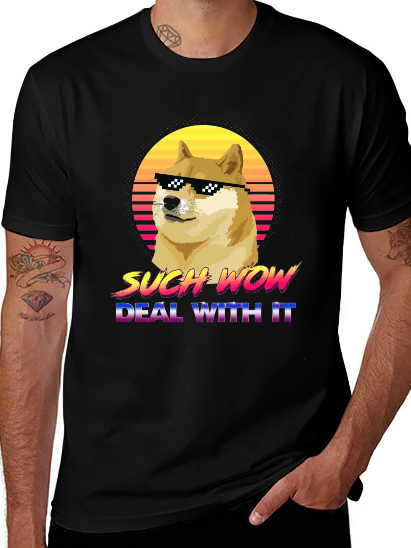 Doge Such Wow Deal With It T-Shirt - Meme Graphic Tee