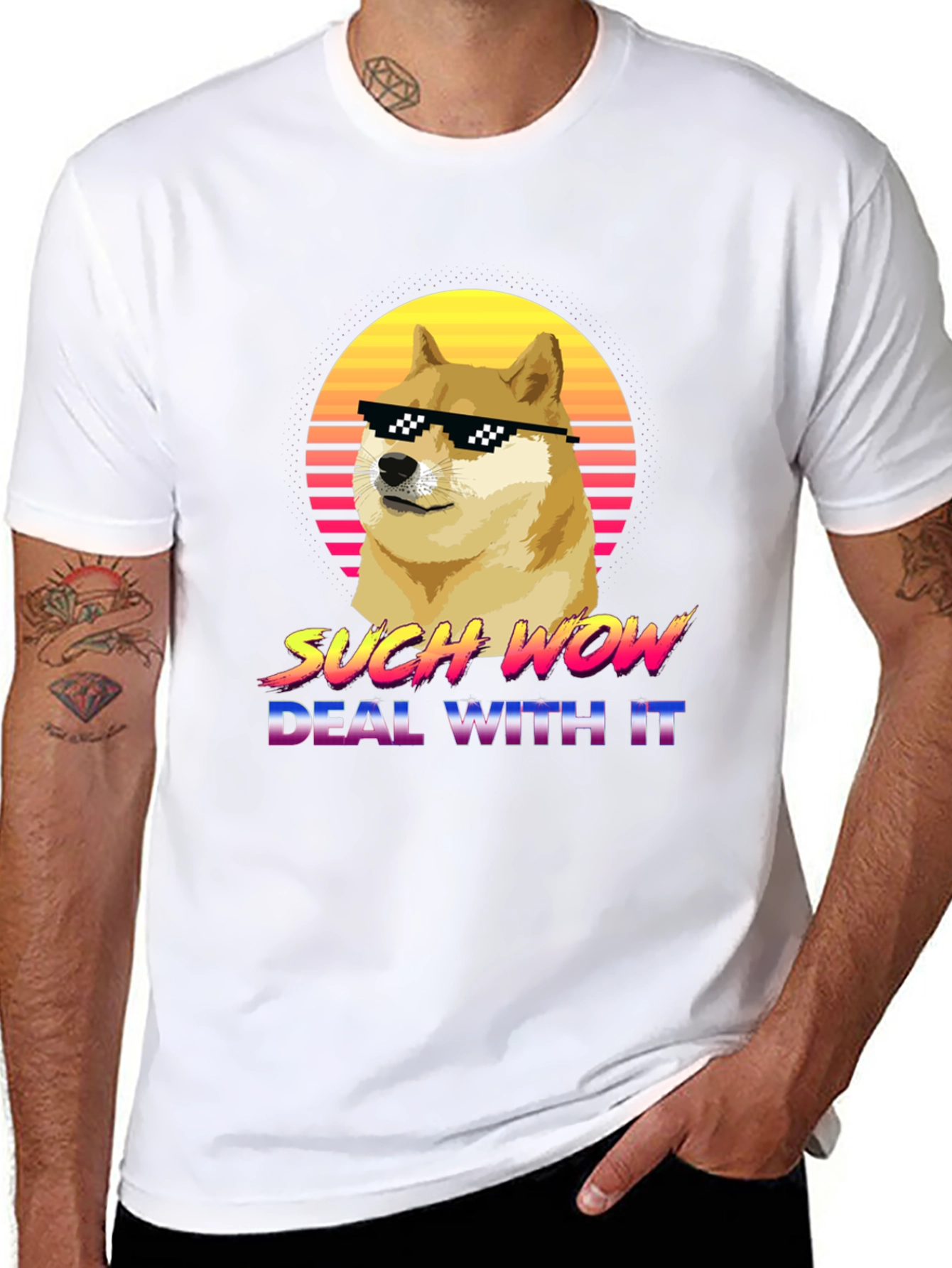 Doge Such Wow Deal With It T-Shirt - Meme Graphic Tee
