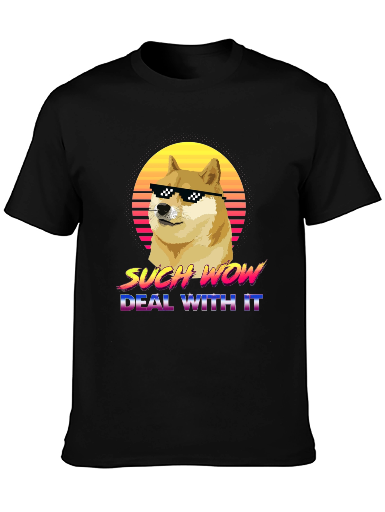 Doge Such Wow Deal With It T-Shirt - Meme Graphic Tee