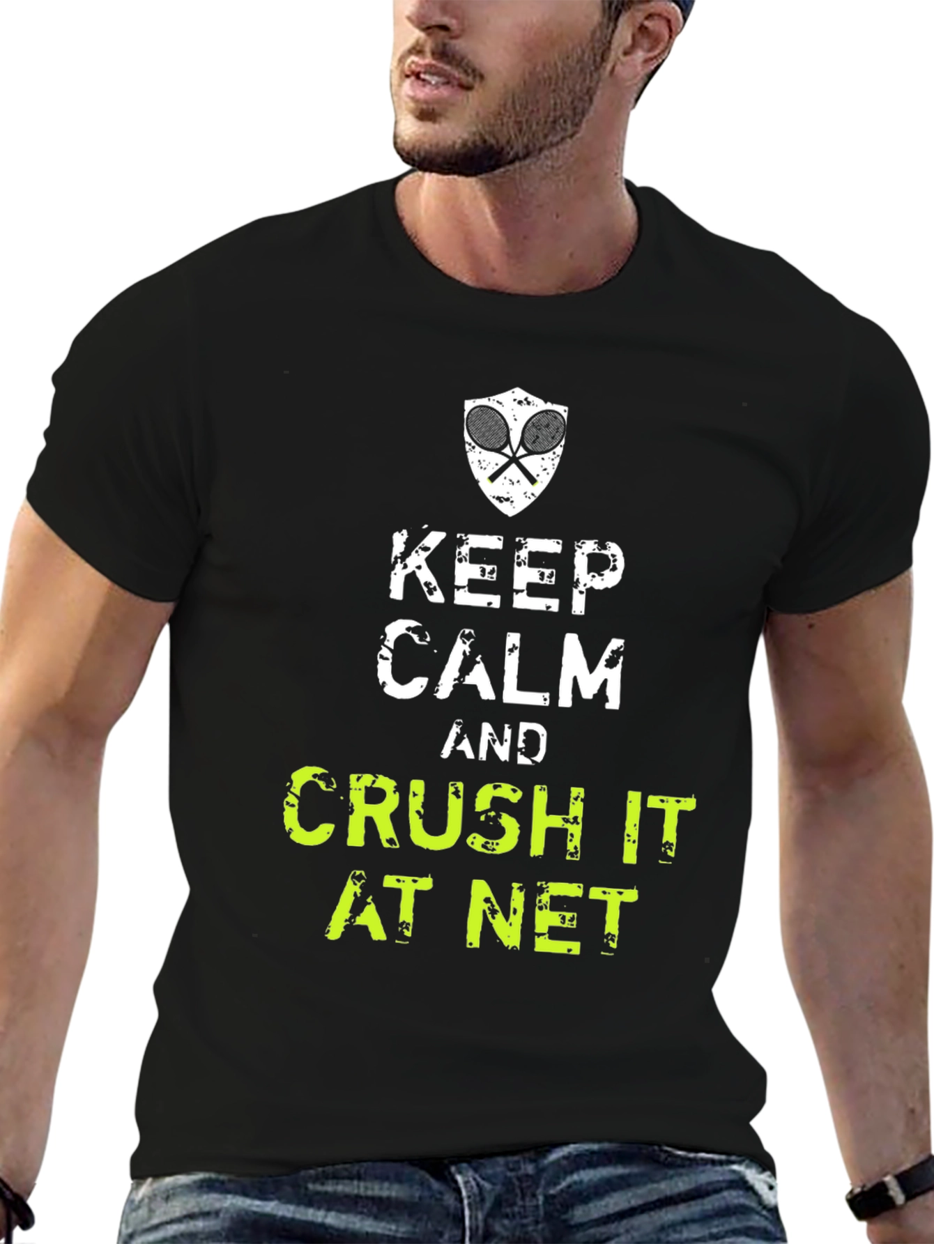 Keep Calm and Crush It At Net Tennis Graphic T-Shirt