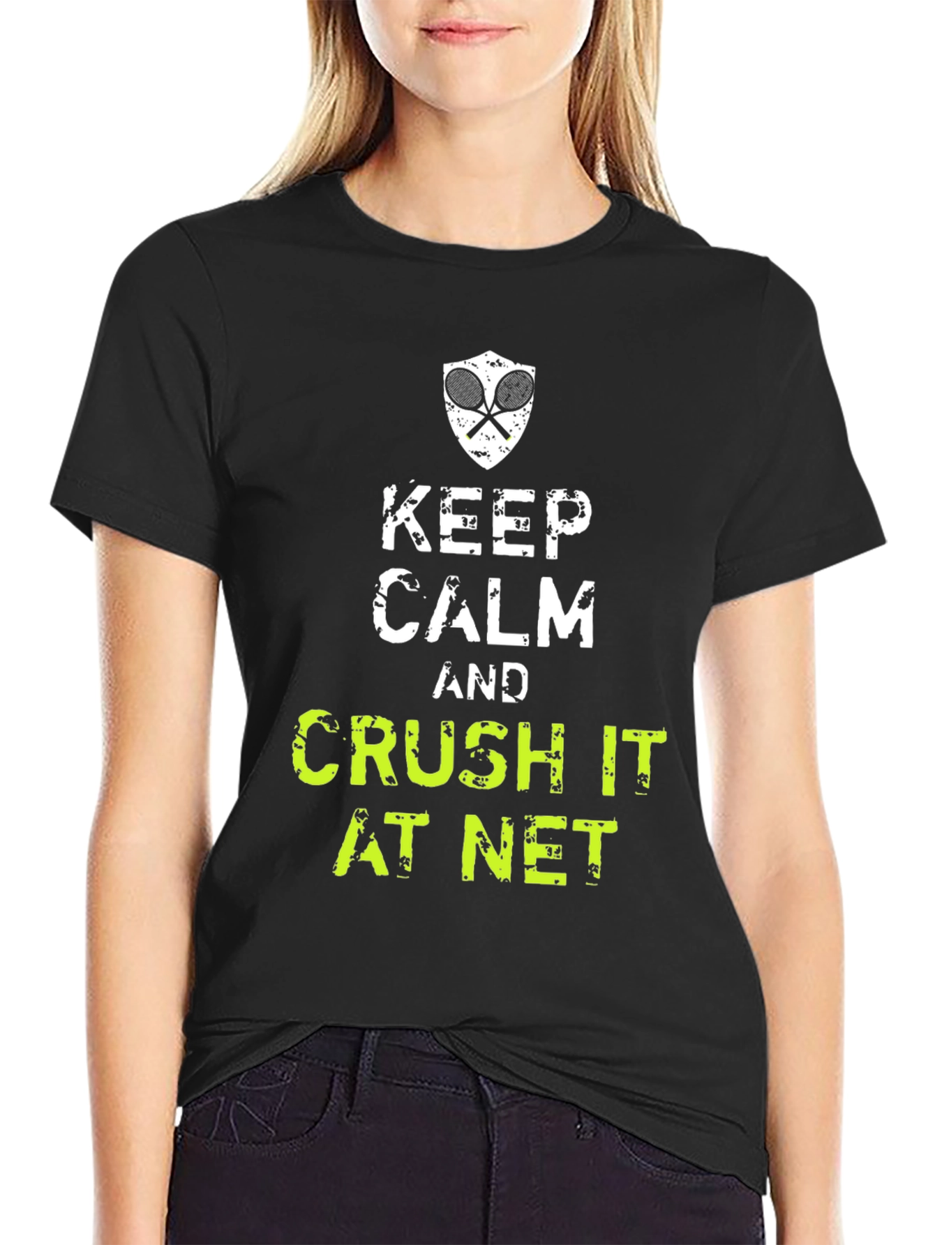 Keep Calm and Crush It At Net Tennis Graphic T-Shirt