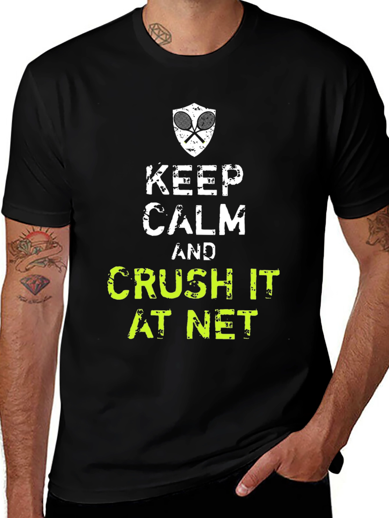 Keep Calm and Crush It At Net Tennis Graphic T-Shirt