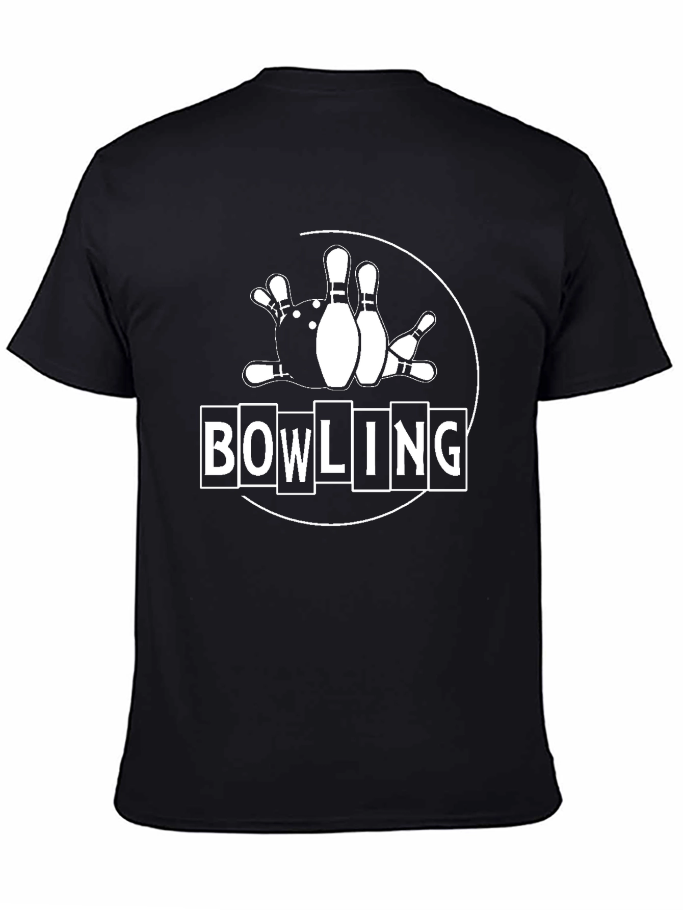 Bowling Strike Graphic Tee - Black Cotton Casual Shirt