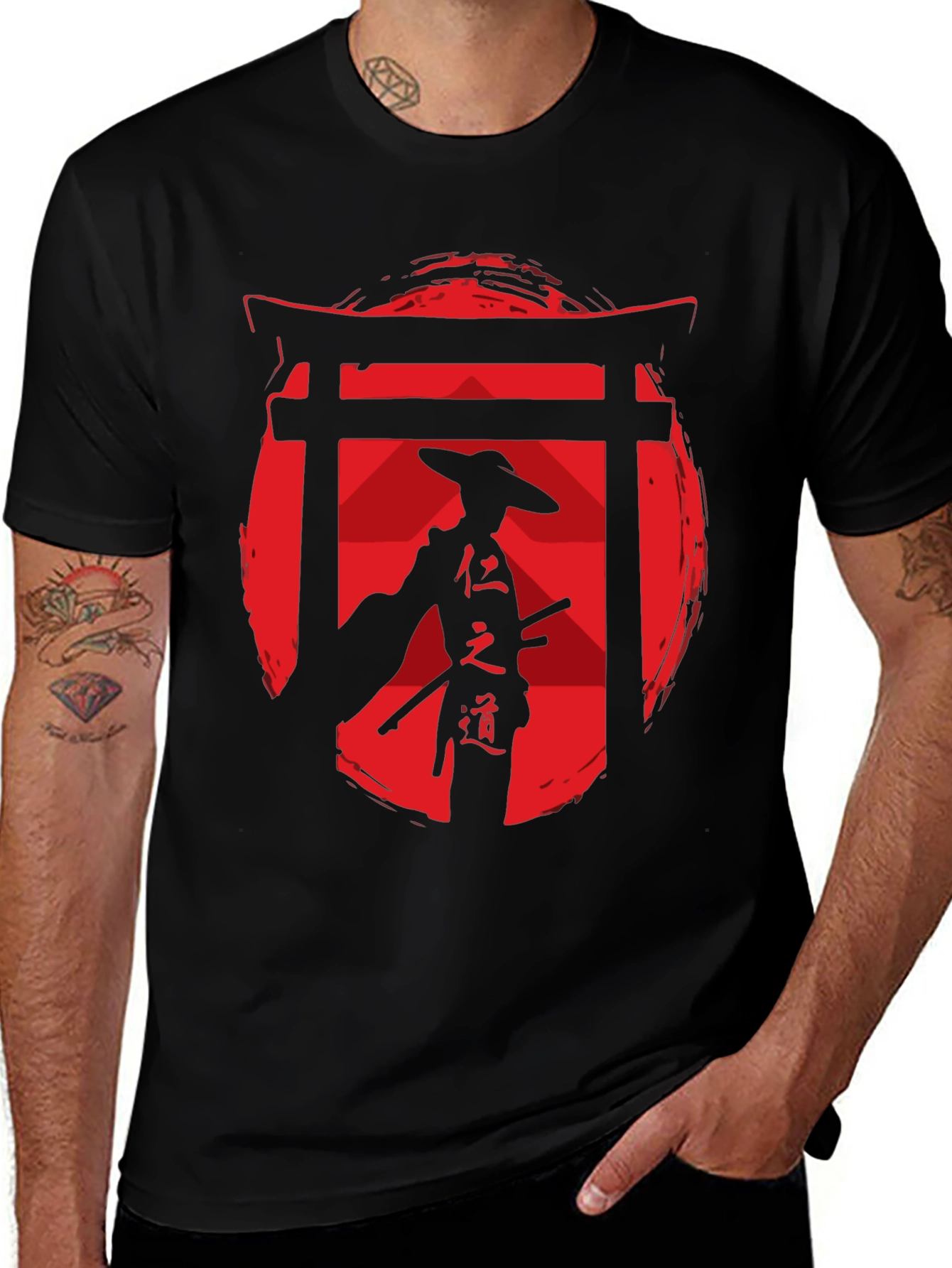 Samurai Graphic Tee - Red Sun Design