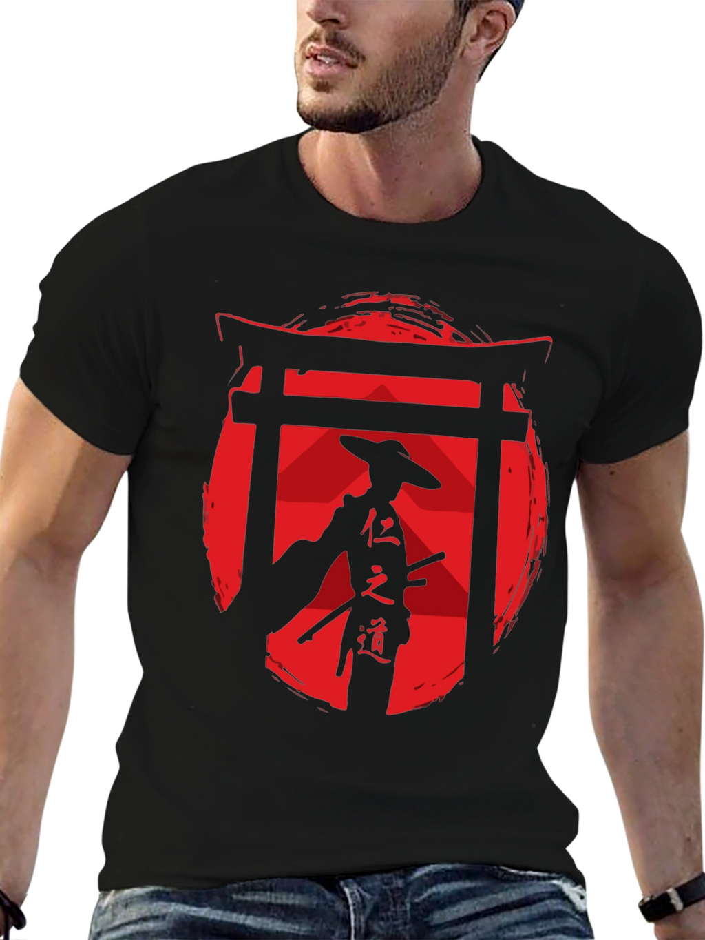 Samurai Graphic Tee - Red Sun Design