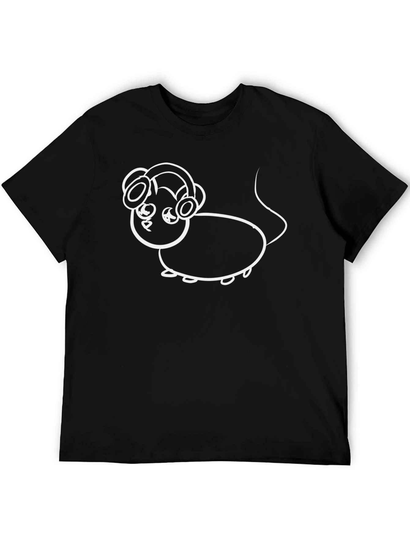 Black T-Shirt with Cartoon Mouse Graphic