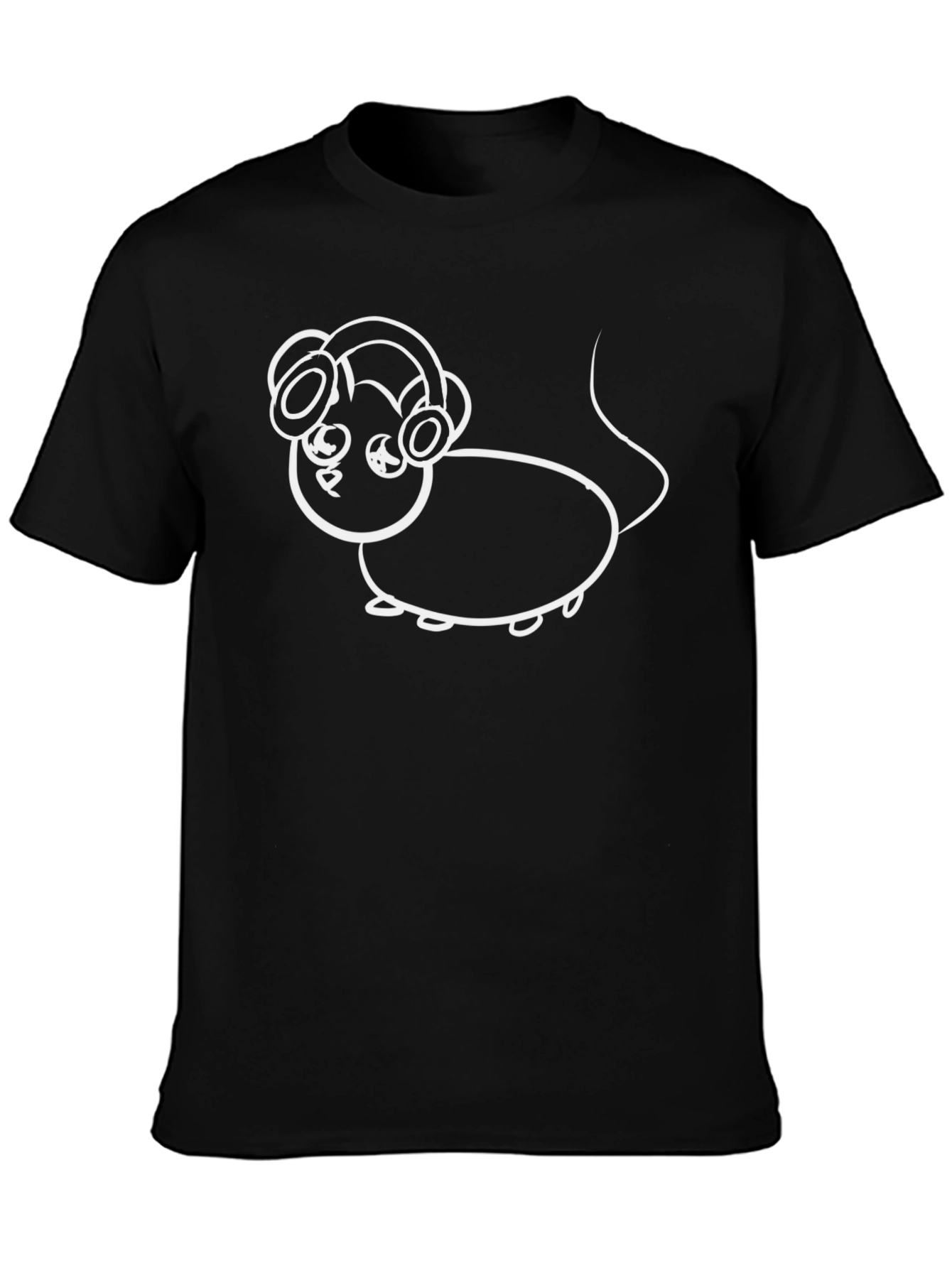 Black T-Shirt with Cartoon Mouse Graphic