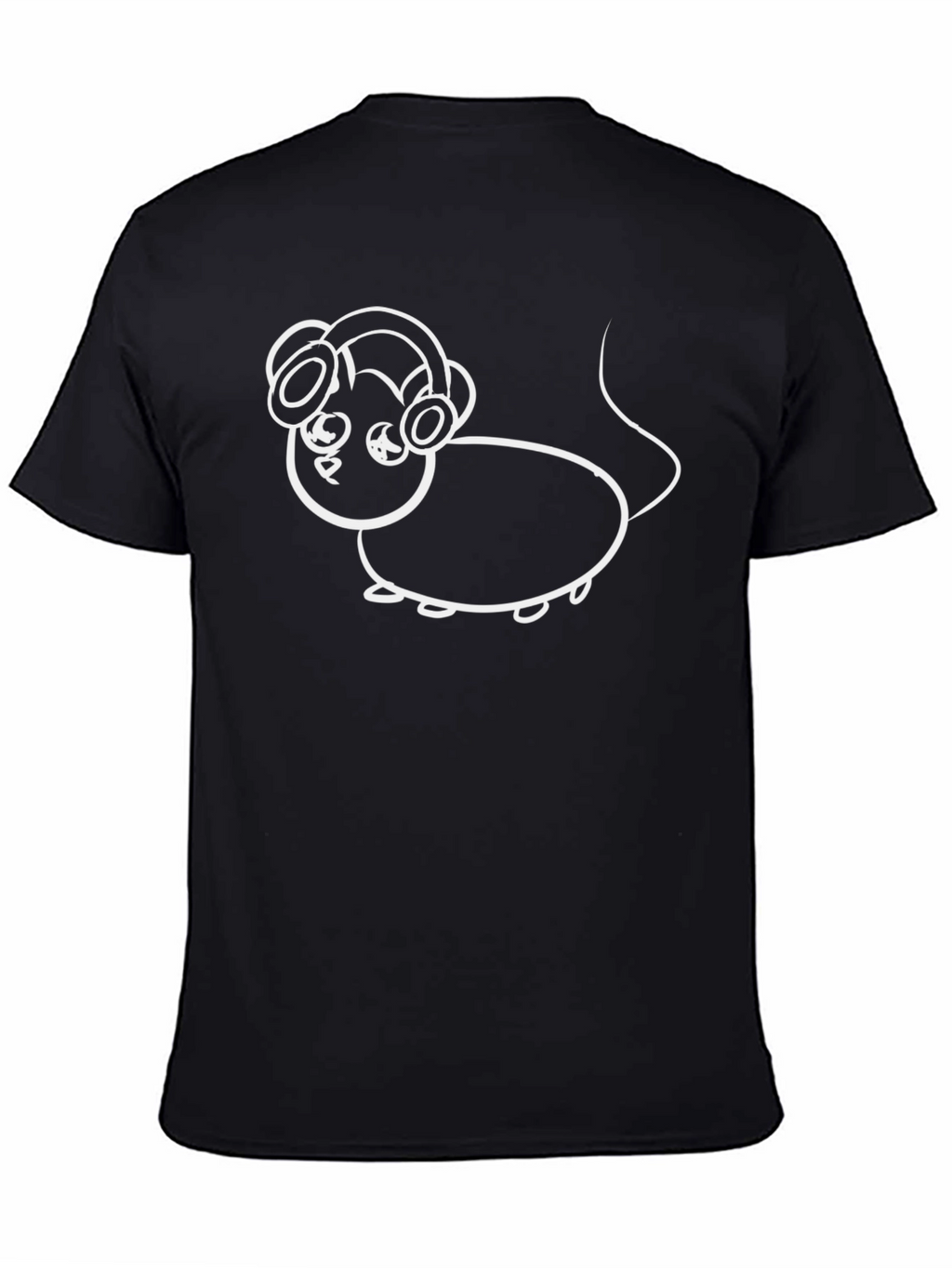 Black T-Shirt with Cartoon Mouse Graphic