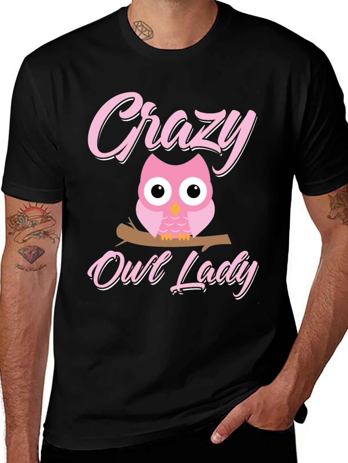 Crazy Owl Lady T-Shirt - Cute Womens Tee
