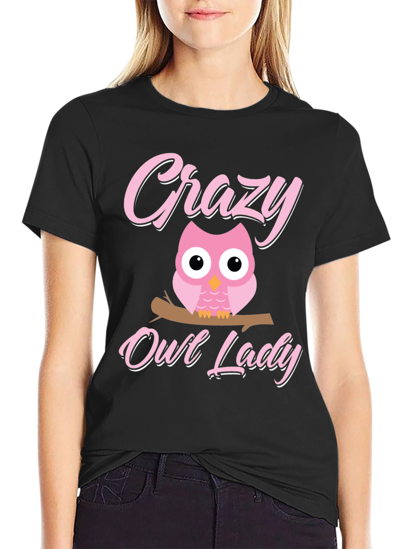 Crazy Owl Lady T-Shirt - Cute Womens Tee