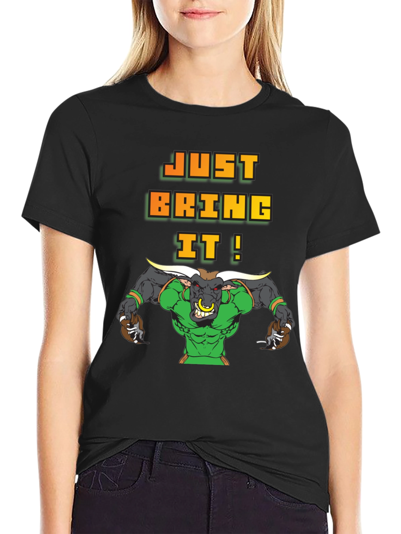 Just Bring It! Graphic Bull T-Shirt