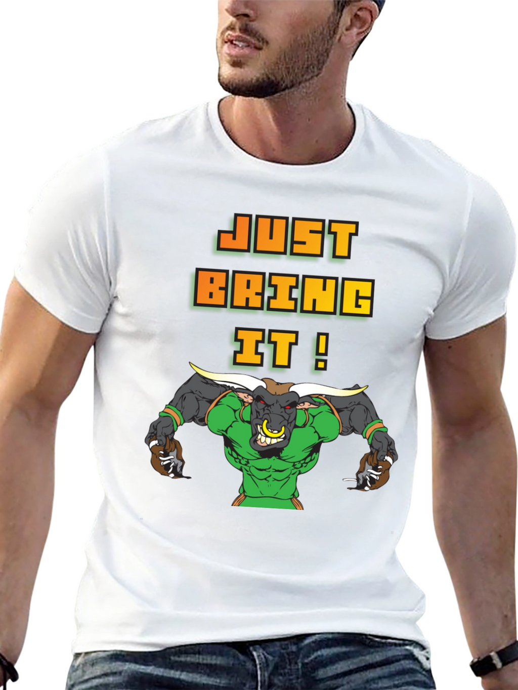 Just Bring It! Graphic Bull T-Shirt