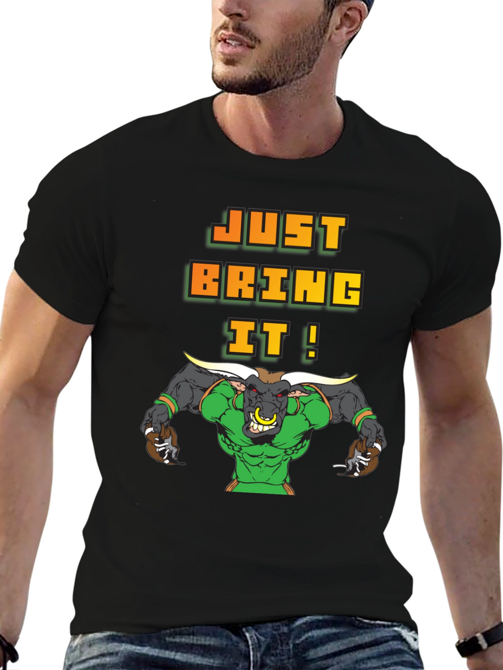 Just Bring It! Graphic Bull T-Shirt