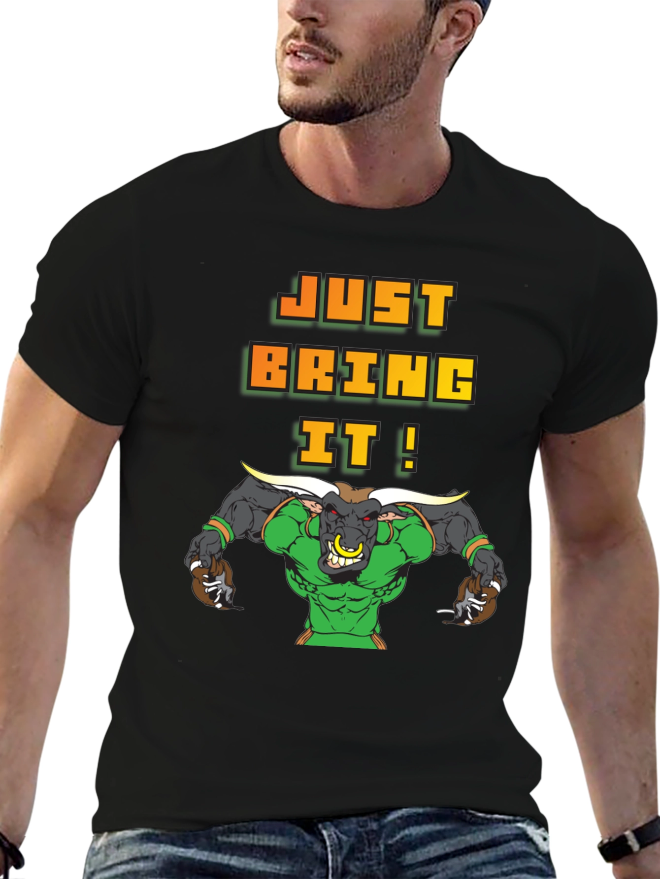 Just Bring It! Graphic Bull T-Shirt