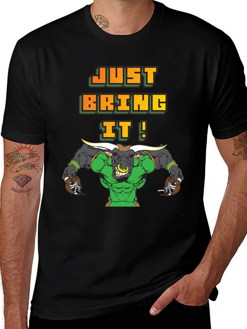 Just Bring It! Graphic Bull T-Shirt