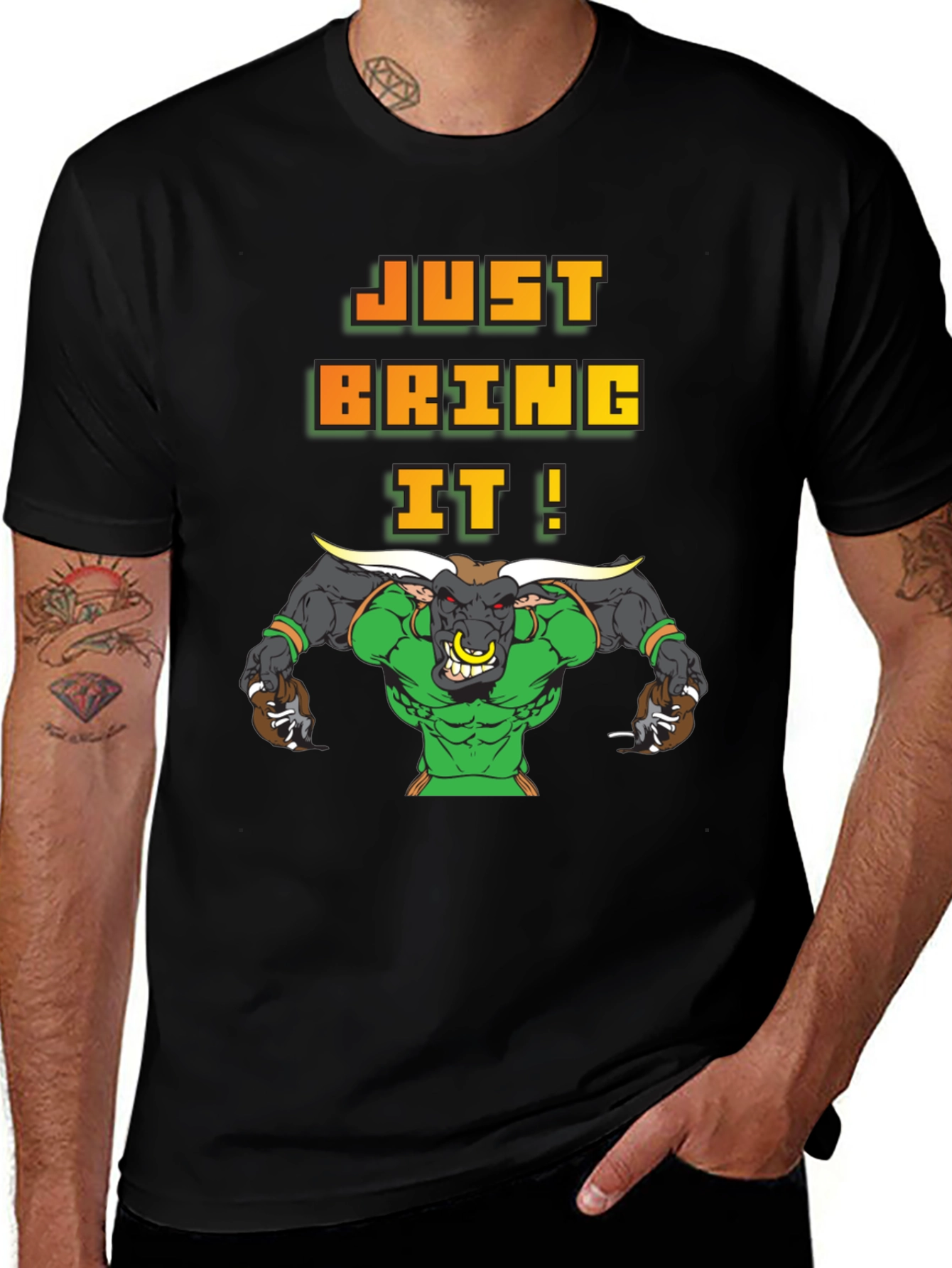 Just Bring It! Graphic Bull T-Shirt