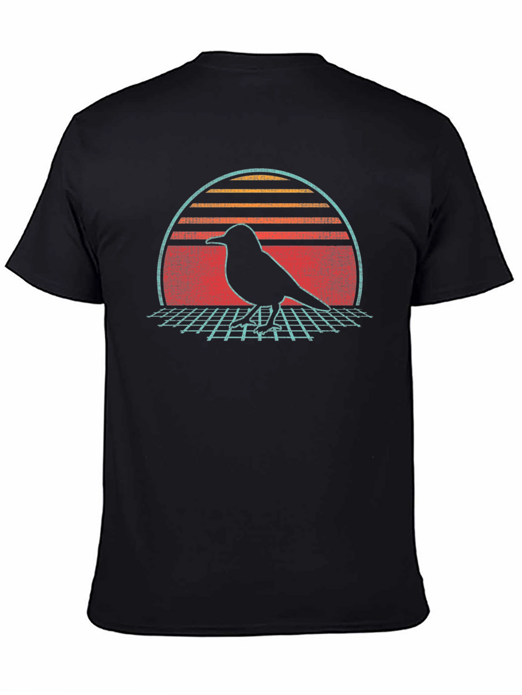 Retro Bird Silhouette Graphic Tee - Black