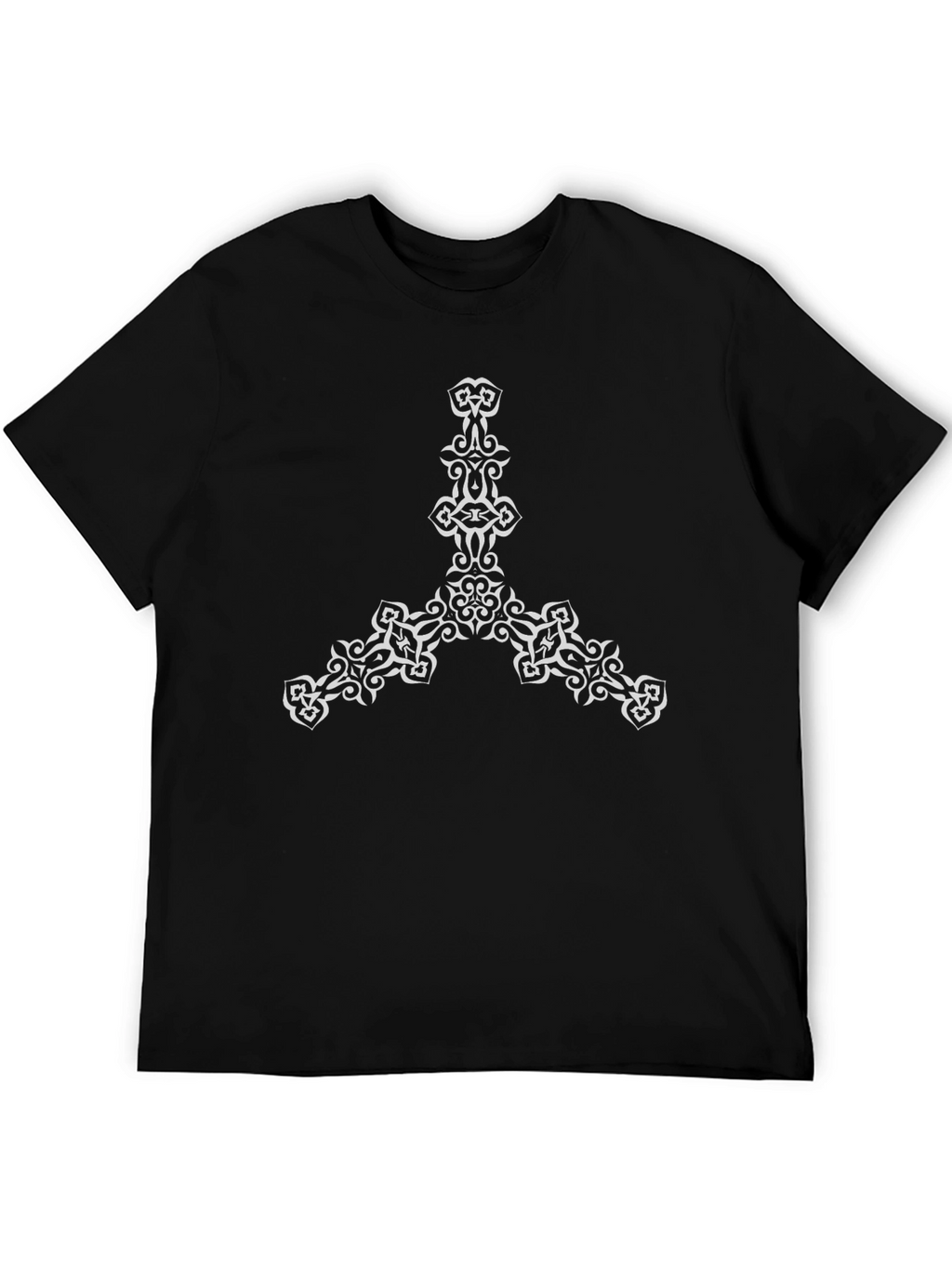 Mens Black Tee with Abstract Tribal Design