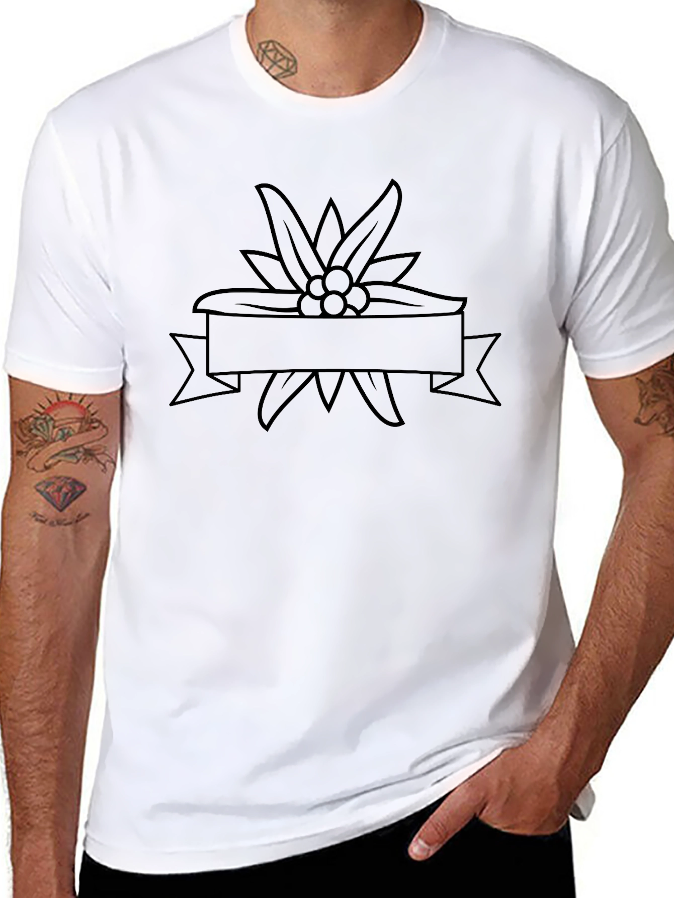 Edelweiss Flower Banner Black T-Shirt