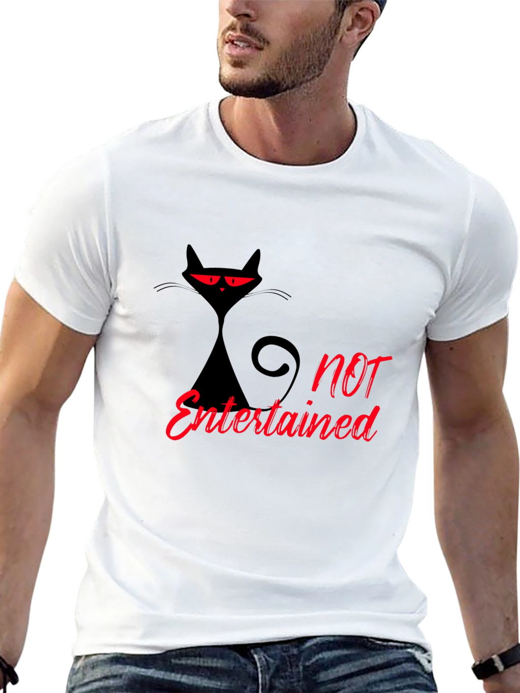 Not Entertained Black Cat Graphic T-Shirt