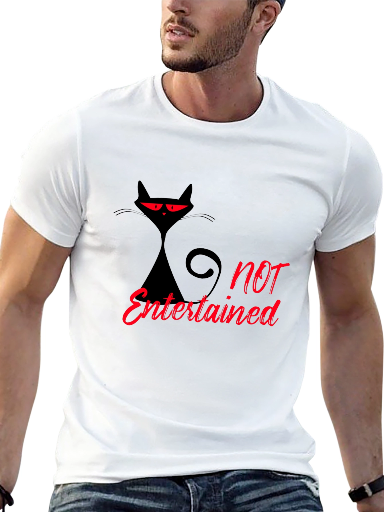 Not Entertained Black Cat Graphic T-Shirt