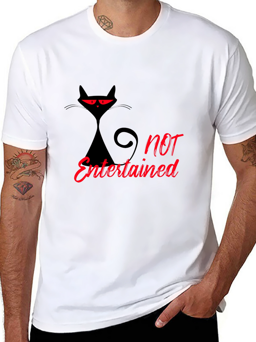 Not Entertained Black Cat Graphic T-Shirt