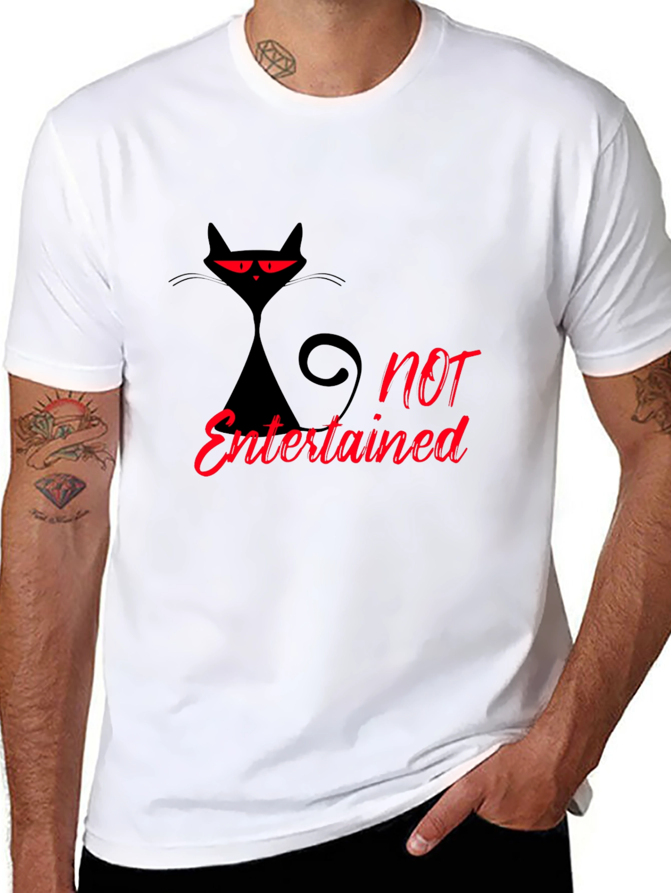 Not Entertained Black Cat Graphic T-Shirt